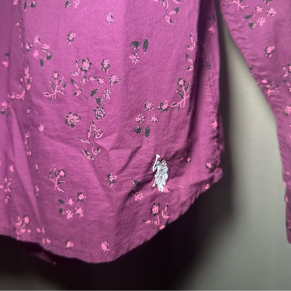 US Polo Assn Purple Floral Button-Up Women's Top XL - Picture 5 of 11